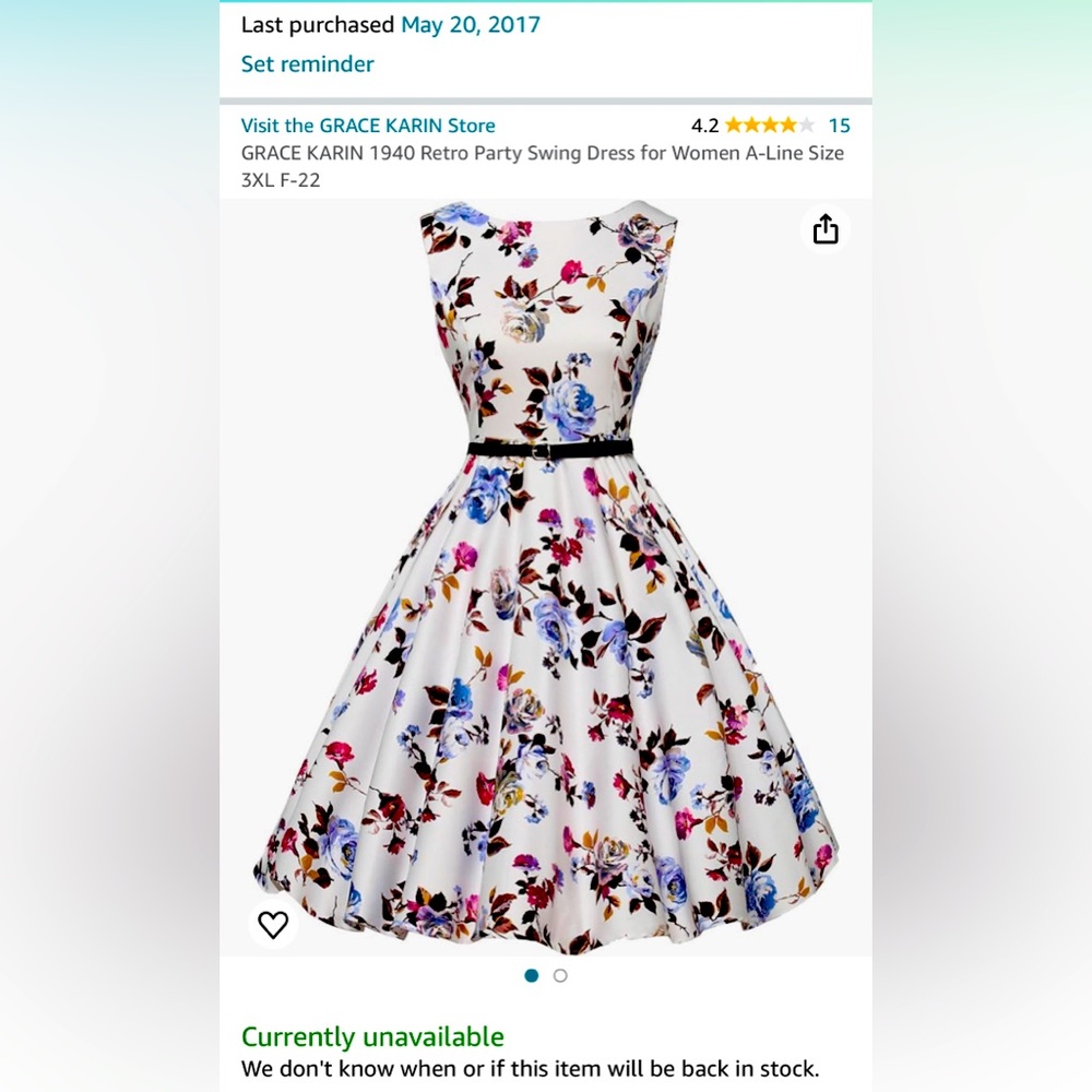 GRACE KARIN 1940s Retro A-Line Boatneck Dress